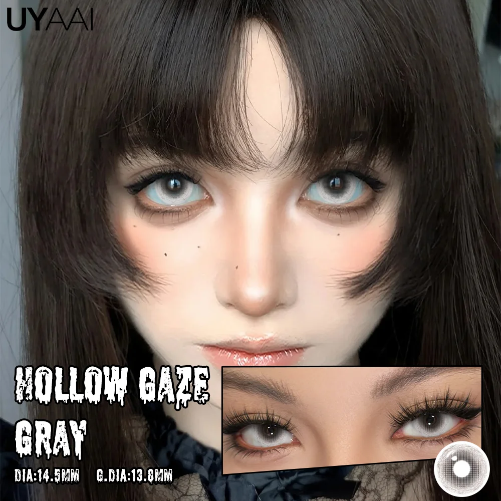 UYAAI Cosplay Kontaktlinsen Halloween Verrückte Linsen 14,5MM Große Augen Anime Weiße Kontaktlinsen Blaue Rote Pupillen für Party-Make-up