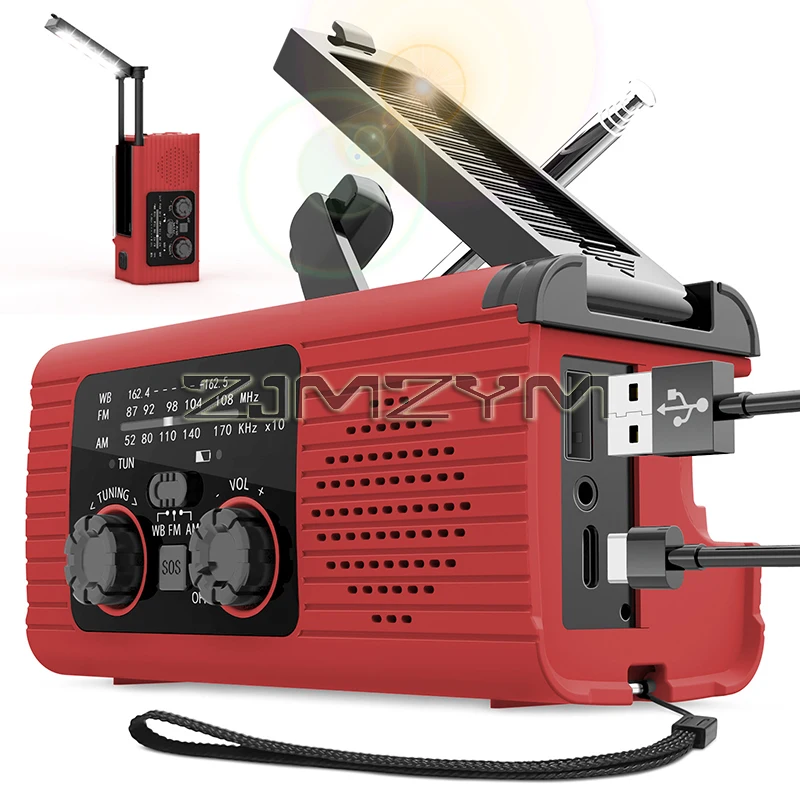 Solar Rechargeable Radio Radio With Led Light Hand Rechargeable Emergency Light Outdoor Adventure Emergency Light