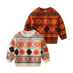 2024 Autumn Winter Children Boys Sweater Long Sleeve Round Neck Kids Boys Pullover 1-6 Years Toddler Baby Boys Knitted Jumper