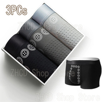 3PCS Men's underwear Men's massage pants Comfortable breathable vitality mid-waist boxers boxers men's suit