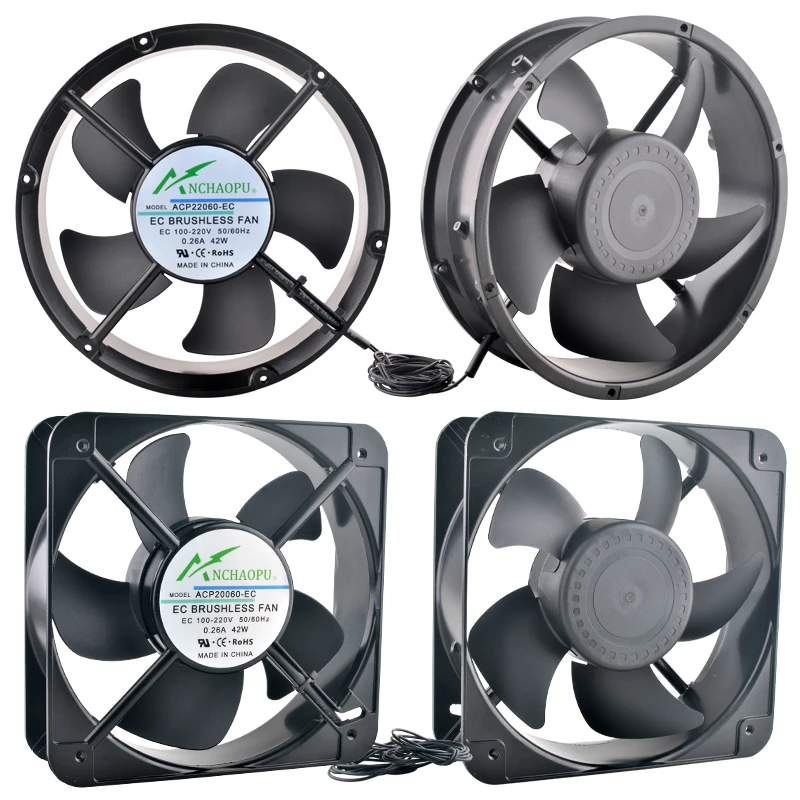 Ventiladores de resfriamento de fluxo axial ANCHAOPU para pilhas de carregamento montadas em gabinete - 150/172/180/200/220mm, 100V/110V/220V/240V Motor EC
