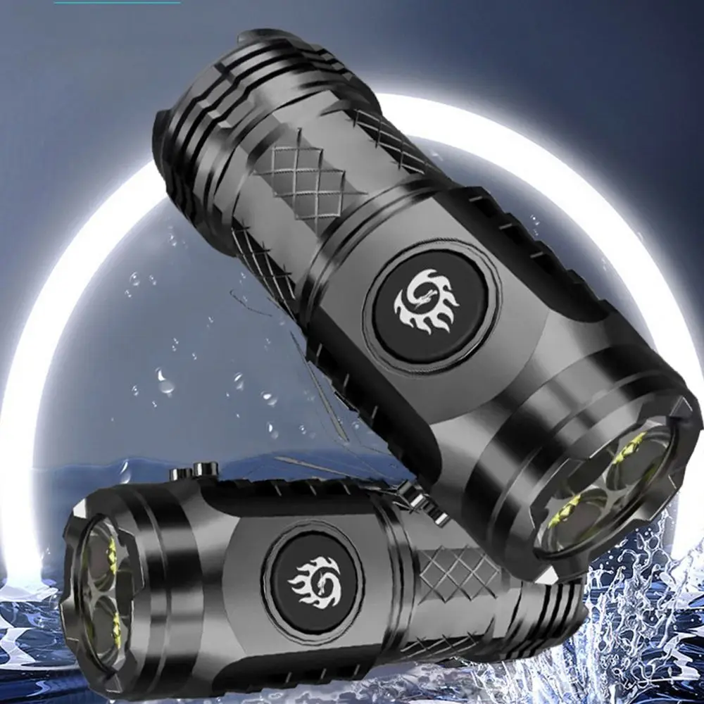 Mini linterna superbrillante, Flash explosivo, tres ojos, linterna pequeña, foco LED, Clip para sombrero, luz para senderismo