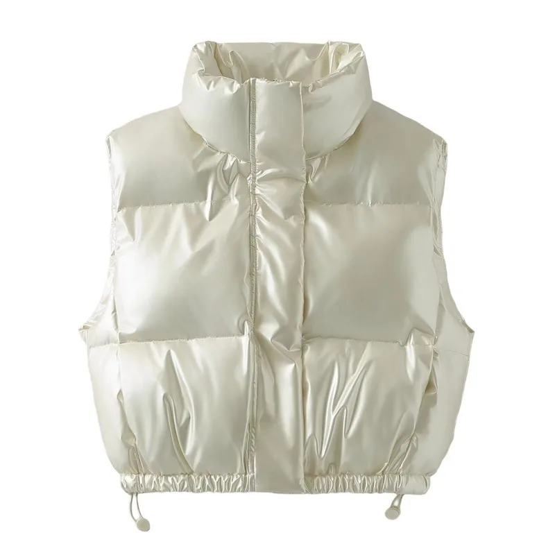 

Metallic Double-sided Cotton Vest for Autumn and Winter 2024, Cotton Vest, Zipper Stand Up Collar, Fashionable Down Cotton