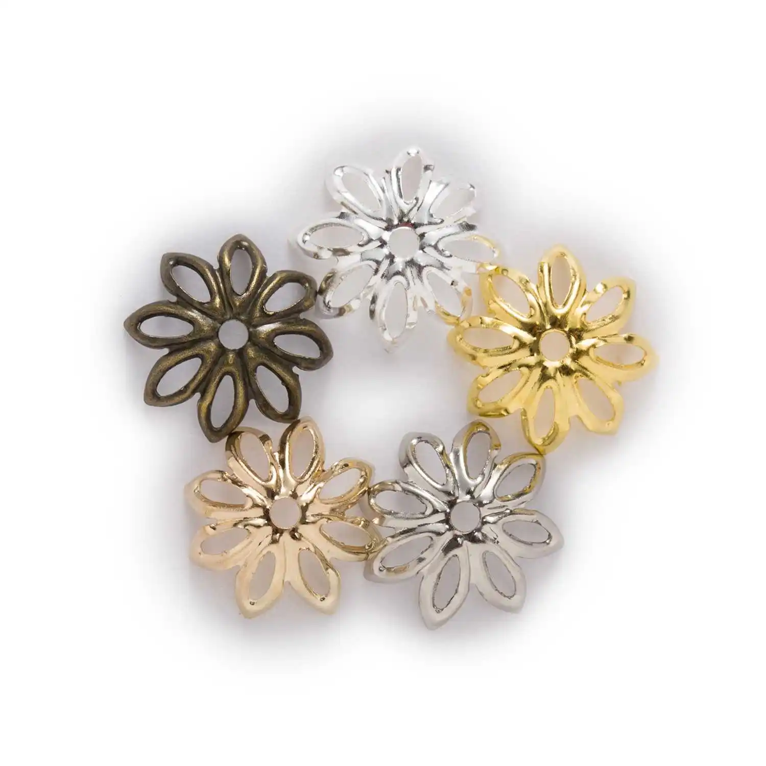 100pcs Floral Bead Caps, 11-14mm Alloy Spacer with Flower Pattern, Vintage Jewelry Making Findings for DIY Necklace Bracelet