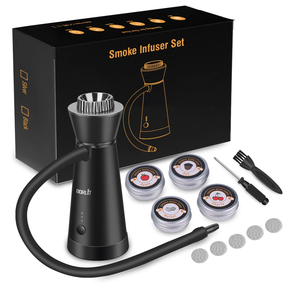 

Smoke Infuser Food Drink Cold Smoke Generator Bar Portable Molecular Cuisine Smoking Gun Meat Burn Cooking for BBQ Food