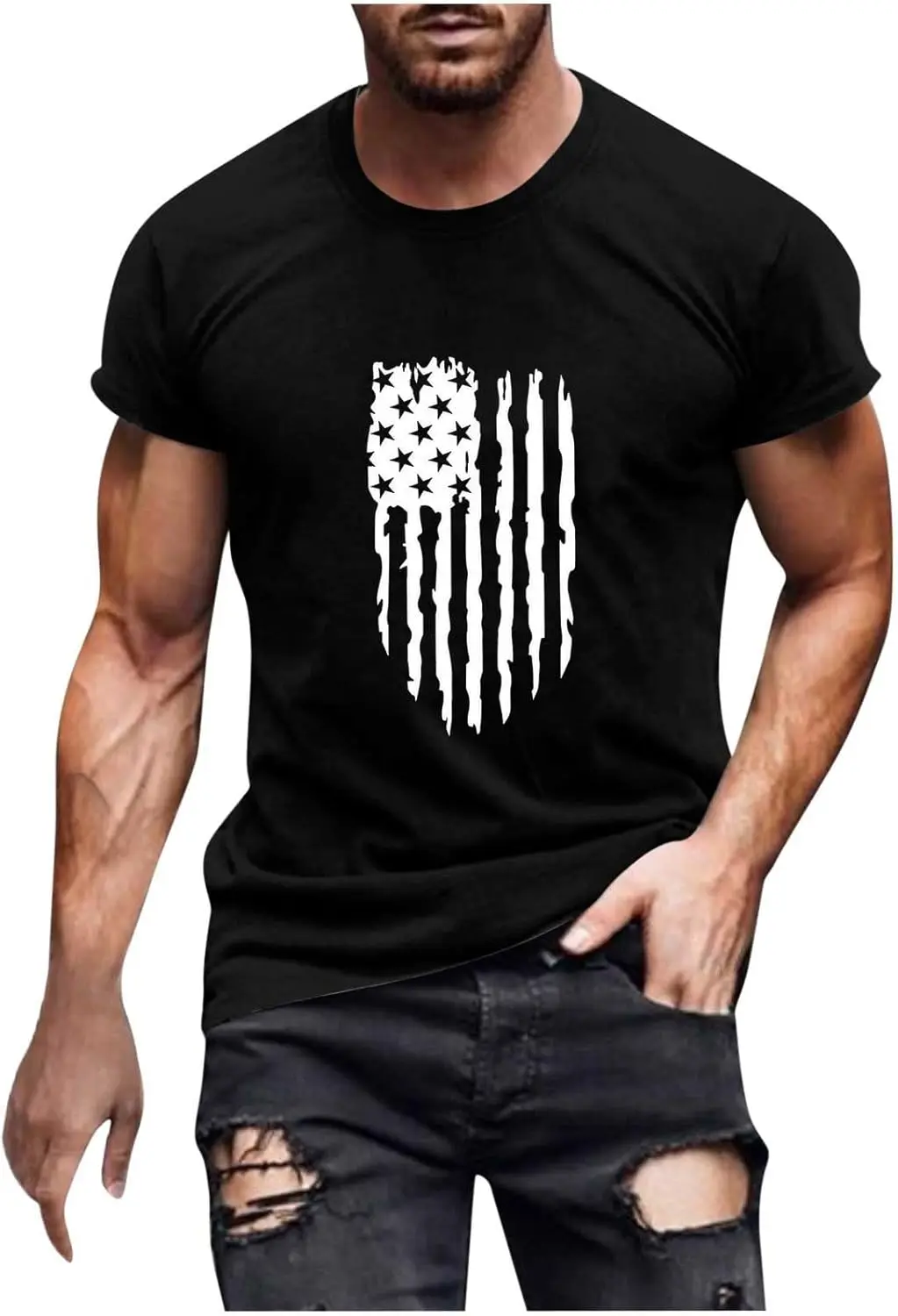 

Muscularfit 4th of July T-Shirts for Men Stylish Casual Cotton Short Sleeve Crew Neck Summer Tees Soft Independence Day Shirt