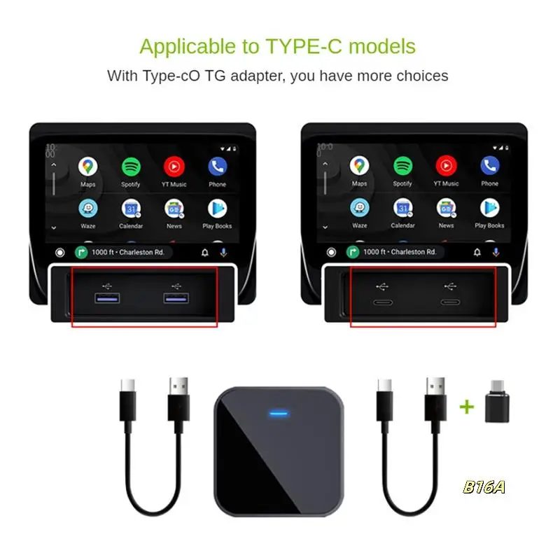 For  Carplay Adapter Car Wired To Wireless Smart Aibox Box Car Interconnect Multi-Function Adapter Easy To Use ,Black,B