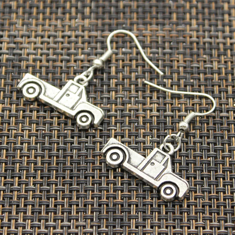 New Fashion Handmade Bike Bicycle School Bus Car Pendants Silver Color Earrings For Womens Style