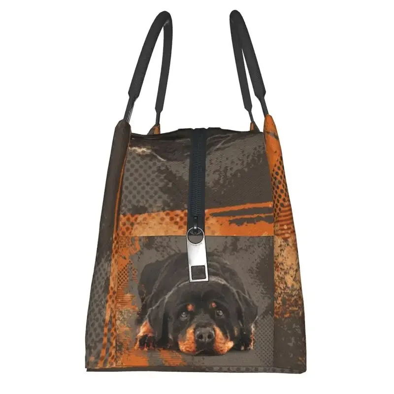 Cute Rottweiler Dog Insulated Lunch Bags for Work Office Animal Resuable Cooler Thermal Bento Box Women