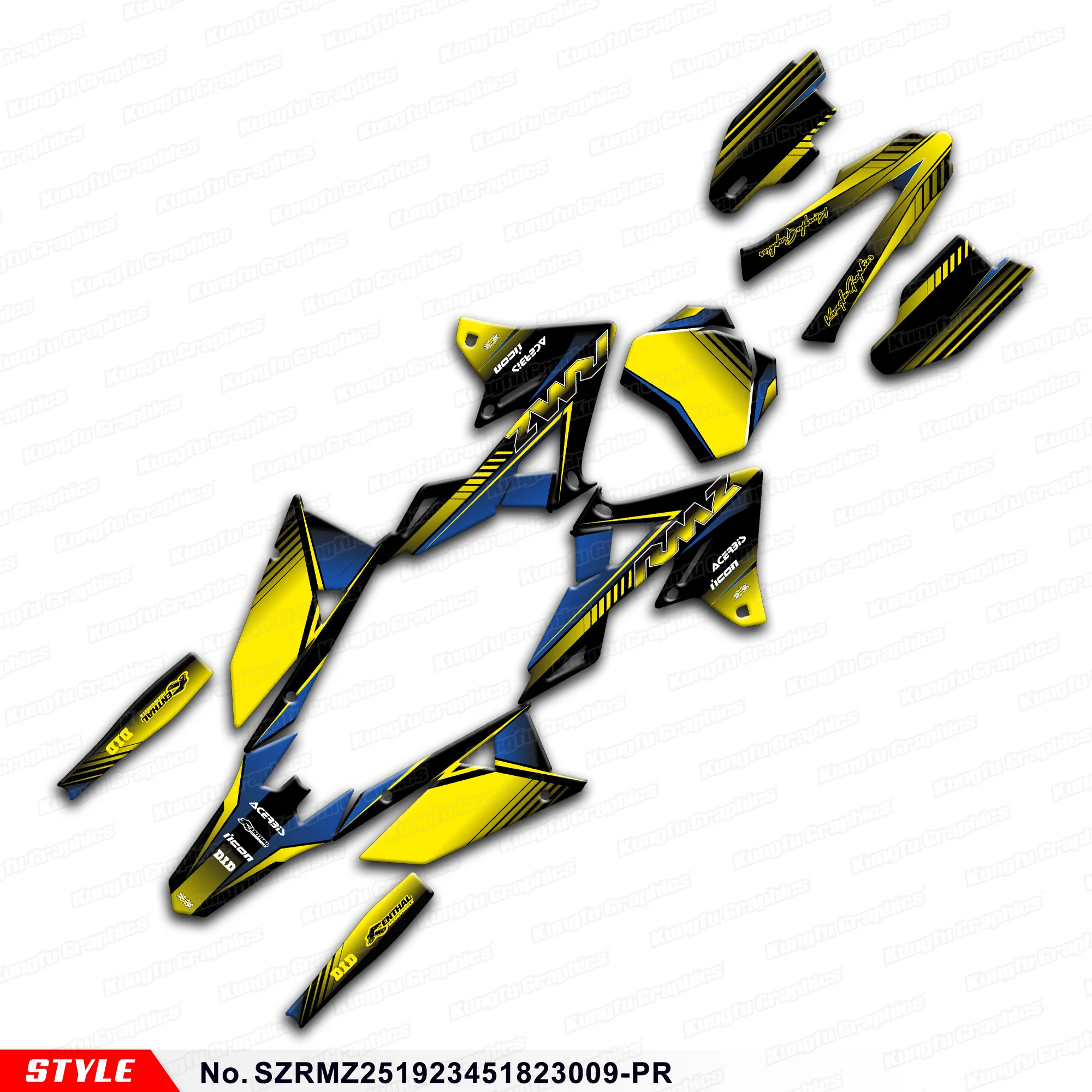 

Графический комплект наклеек для велосипеда-грязевика для SUZUKI RMZ250 RMZ450 2018 2019 2020 2021 2022 2023 2024, No SZRMZ251923451823009-PR