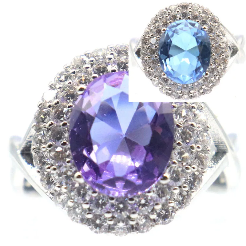 Buy 3 Get 1 Free 20x17mm Violet Tanzanite Zultanite Color Changing Alexandrite Topaz Morganite Tsavorite Garnet CZ Silver Rings