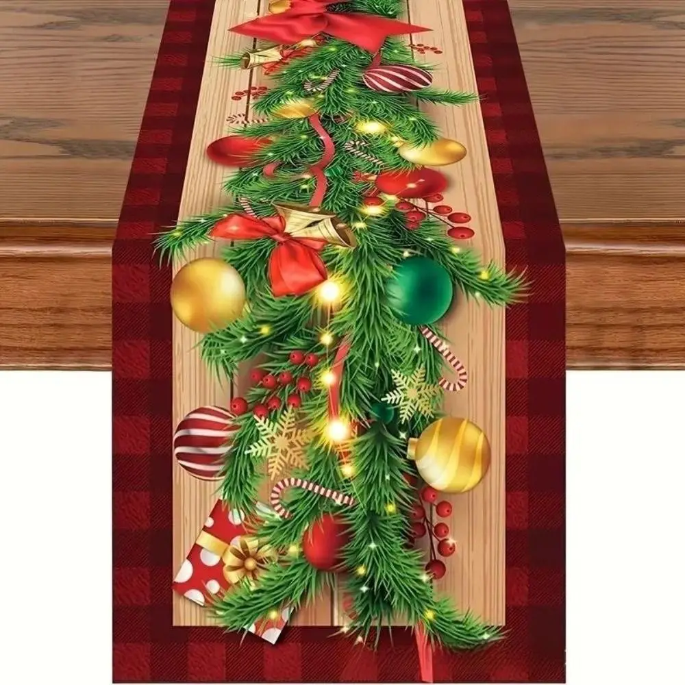 New Year Christmas Table Runner Navidad Gift Flag Cover Merry Christmas Decorations Xmas Party Christmas Tablecloth