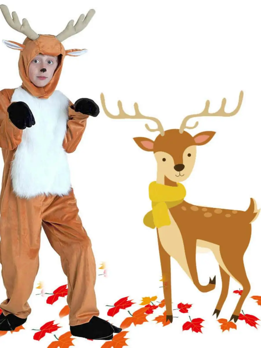 

Deer Costume Stage Performance Outfit Adult Children's Party Halloween Costume Family Matching Polyester Spring Fashion