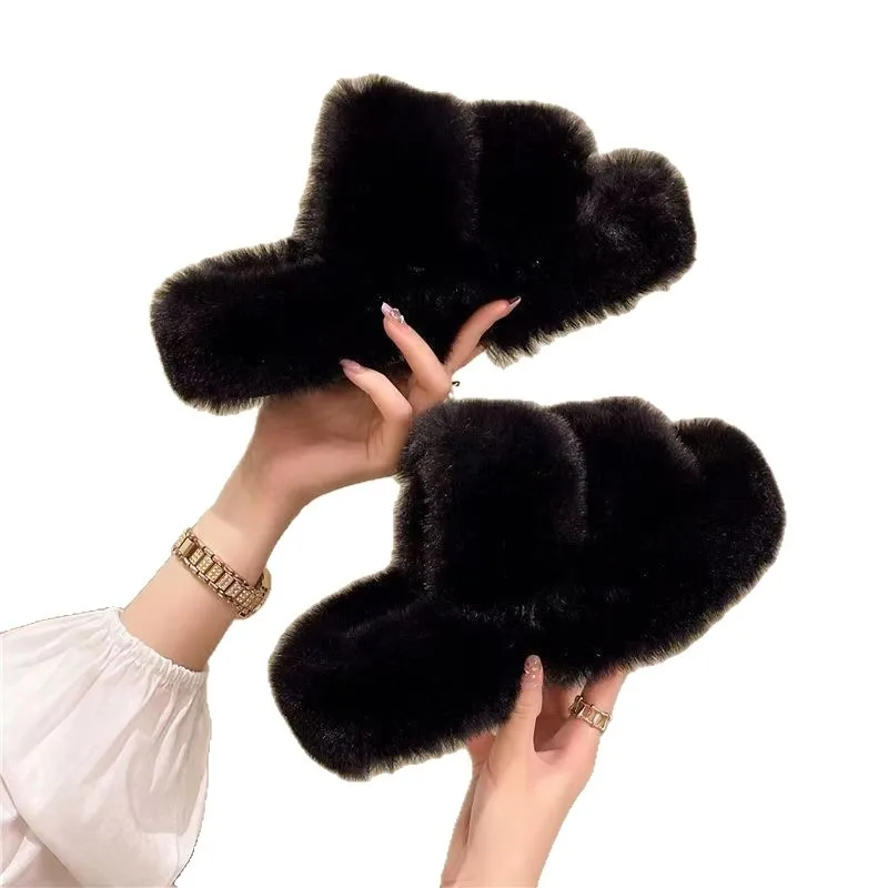 Damen-Plüsch-Hausschuhe mit Kreuzriemen, Leichte, Weiche, Warme Plüsch-Pantoffeln für Damen, Herbst-Winter Flache Indoor-Hausschuhe – Detail 7