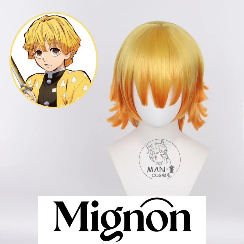 

Demon Slayer Zenitsu Agatsuma Cosplay Wig Layered Spiky Gradient Halloween Gift