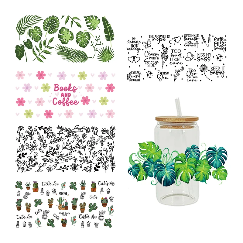 3D UV DTF Transfers Stickers 16oz Cup Wraps Plants Cactus Printed For DIY Glass Ceramic Metal Leather Etc. D13396