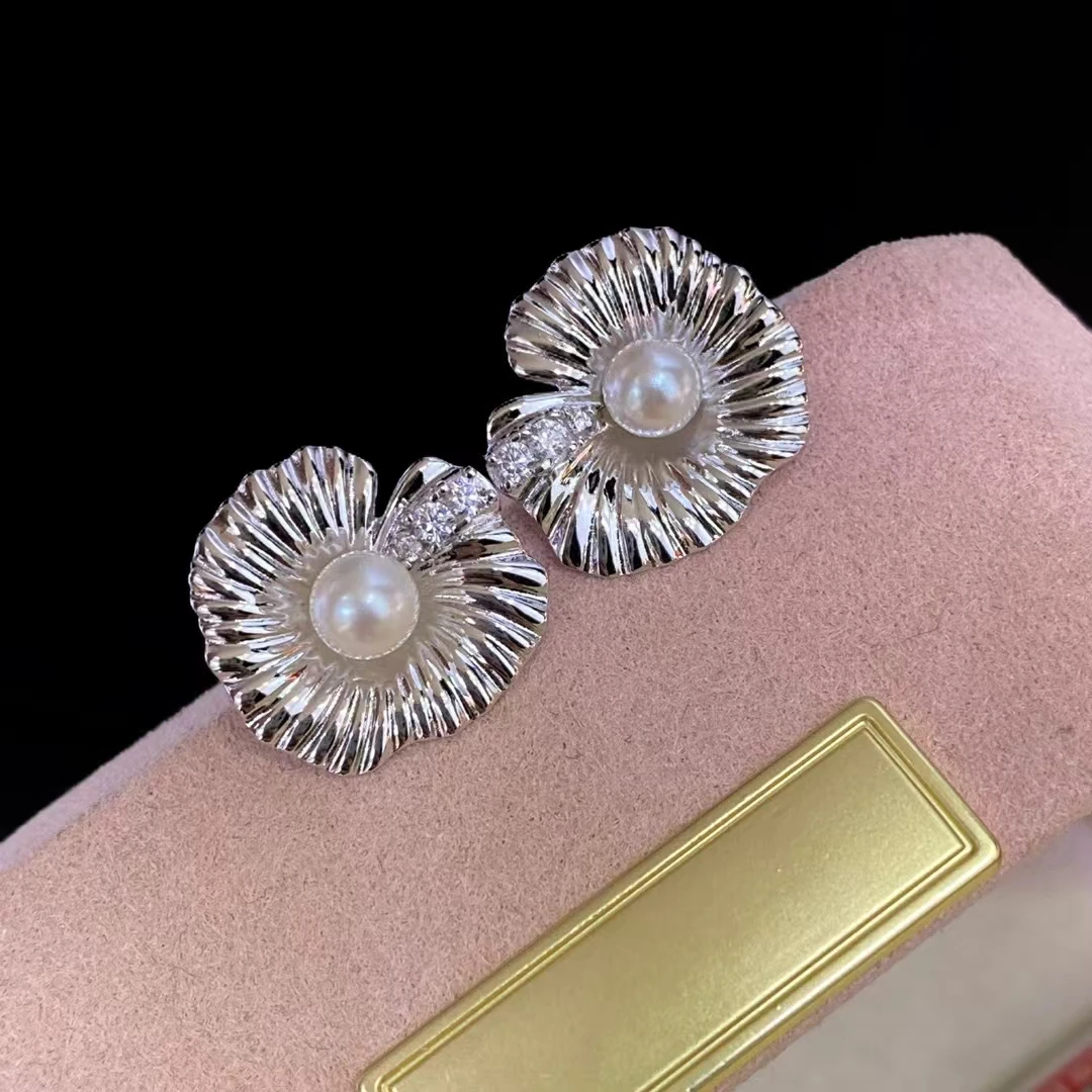 

Оптовая продажа, серьги из стерлингового серебра 925 пробы, фурнитура для крепления, базовые монтажные детали, аксессуар для жемчуга 4-6 мм, 5 пар/лот