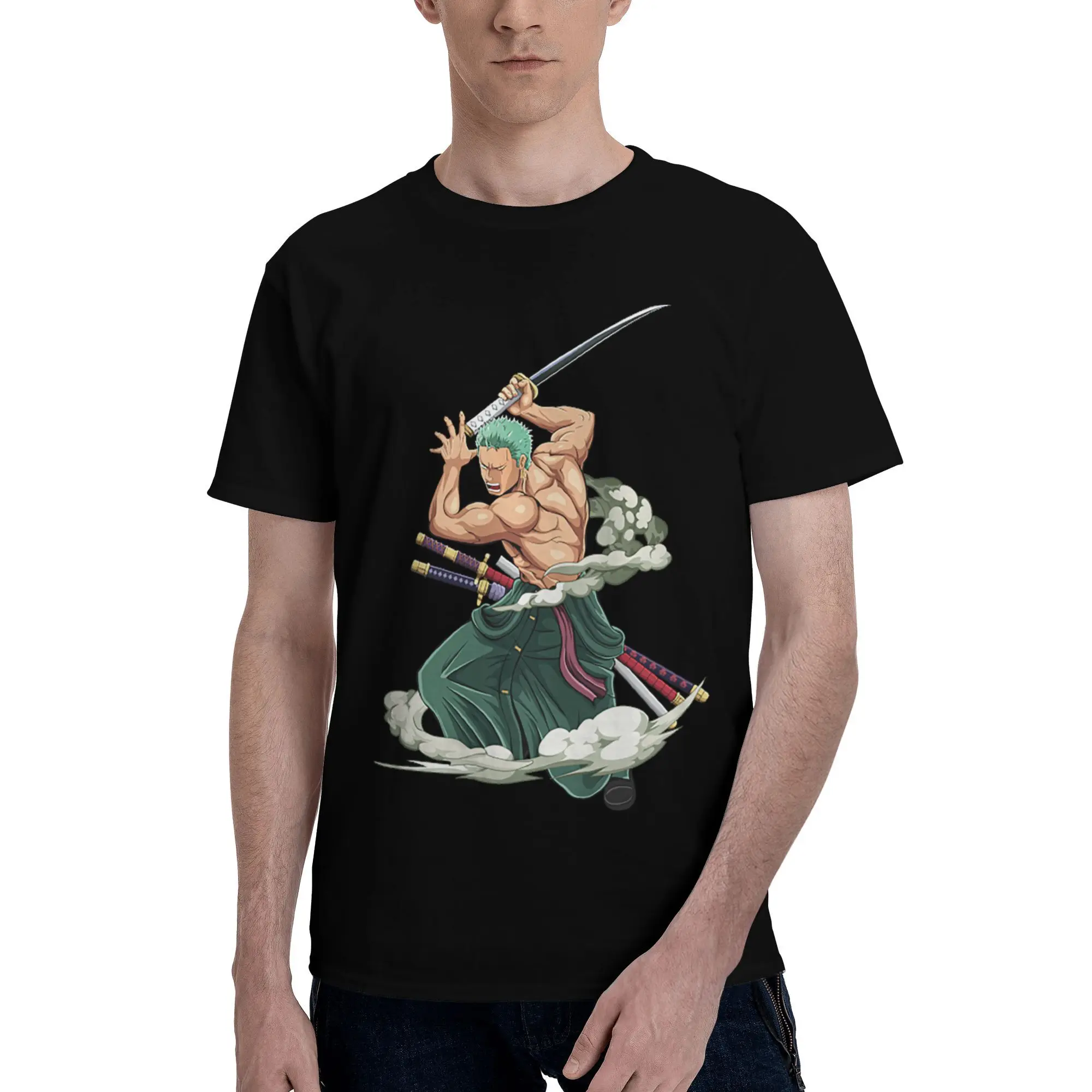 

Custom Zoro O-One P-Piece Anime T Shirt for Men Pure Cotton Tshirt Casual Tee Short Sleeves T-shirt Loose Fit Clothing