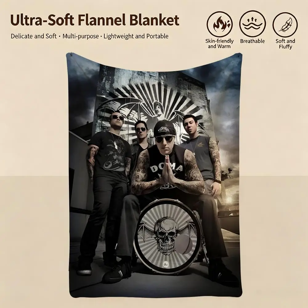 music A-Avenged Sevenfold-d Throw Warm Soft Flannel Blanket, Multi-use for Sofa Bed Camping Travel Nap