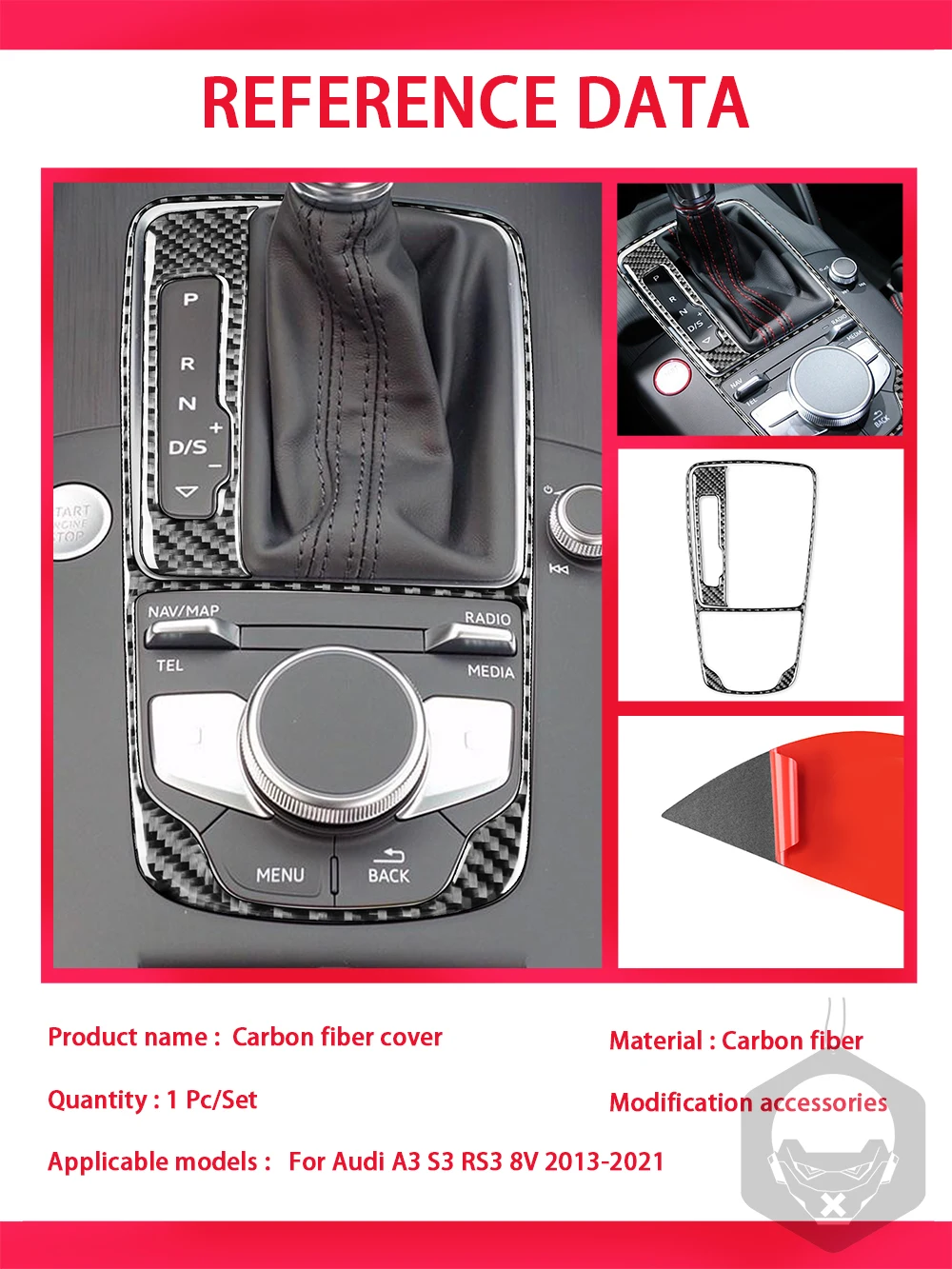 Console-decoratiesticker Voor A3 S3 RS3 8V 2014-2019 LHD