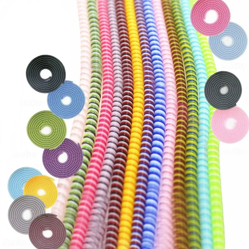 【Fast Ship】140CM 3 Colors In 1 Spiral Charging Cord Cable Protector Earphone Cable Protector Wire Cable Winder 55 Inches