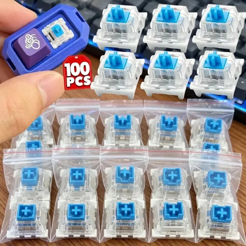 100p 3D Printed Mechanical Switch Fidget Clicker DIY Light Up Keycap Handmade Switch Stress Relief Creative Keyboard Parts Decor