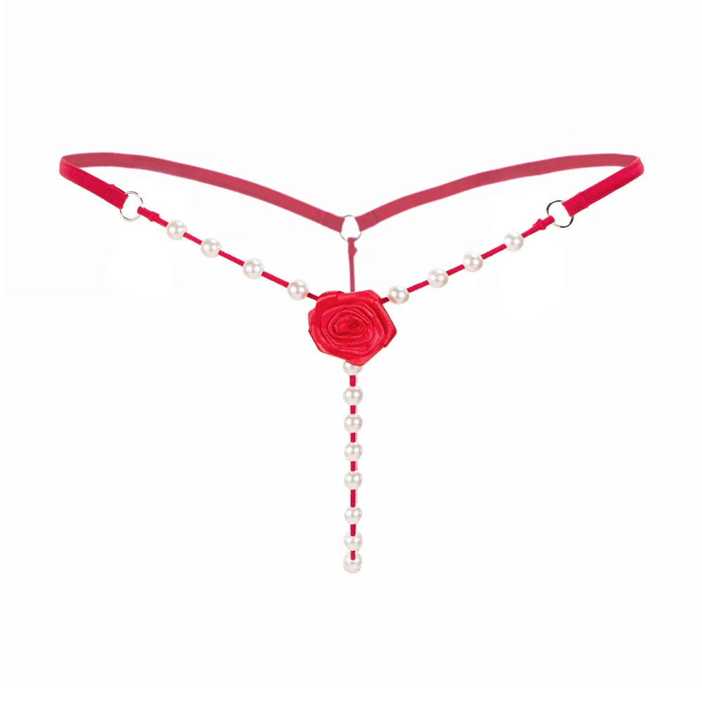 Adult Product Women Thong Pearl Massage Open Crotch Low Waist