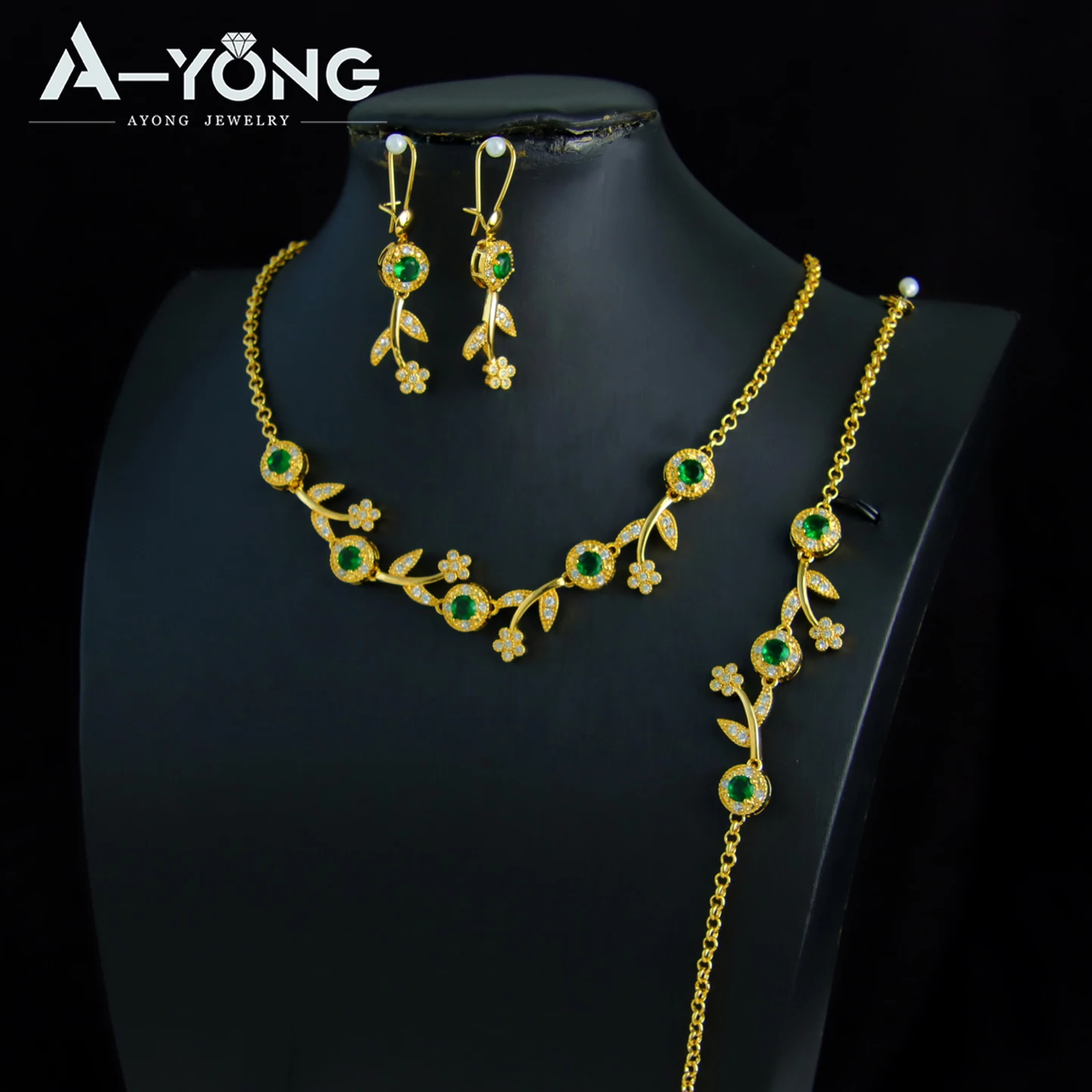 Trendy Dubai Gold Plated Jewelry Set 21k Gold Color Italian Turquoise Necklace Bracelet Earrings Oman Women Event Jewelrys