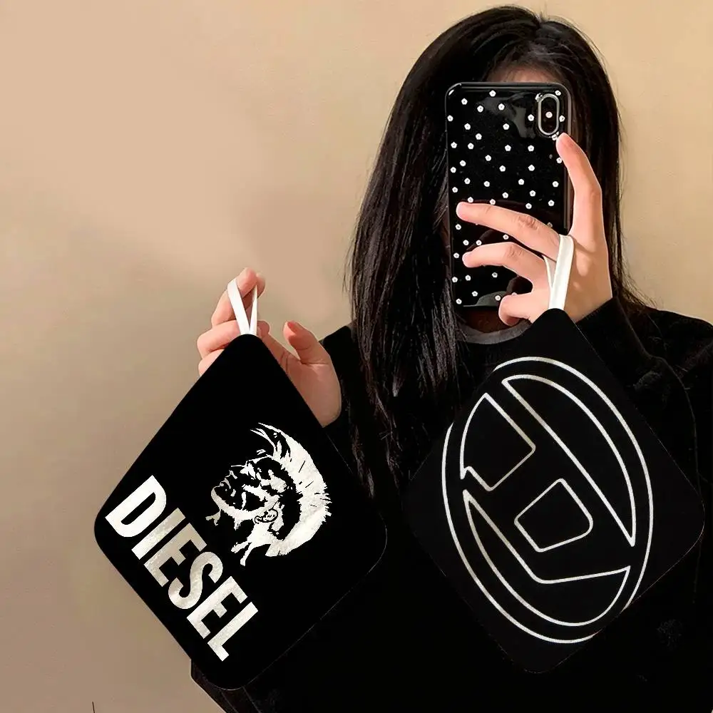 D-DIESEL Logo Hanging Style Hand Wiping Towel, Polyester Cotton, Anti-fade for Indoor Kitchen Living Room