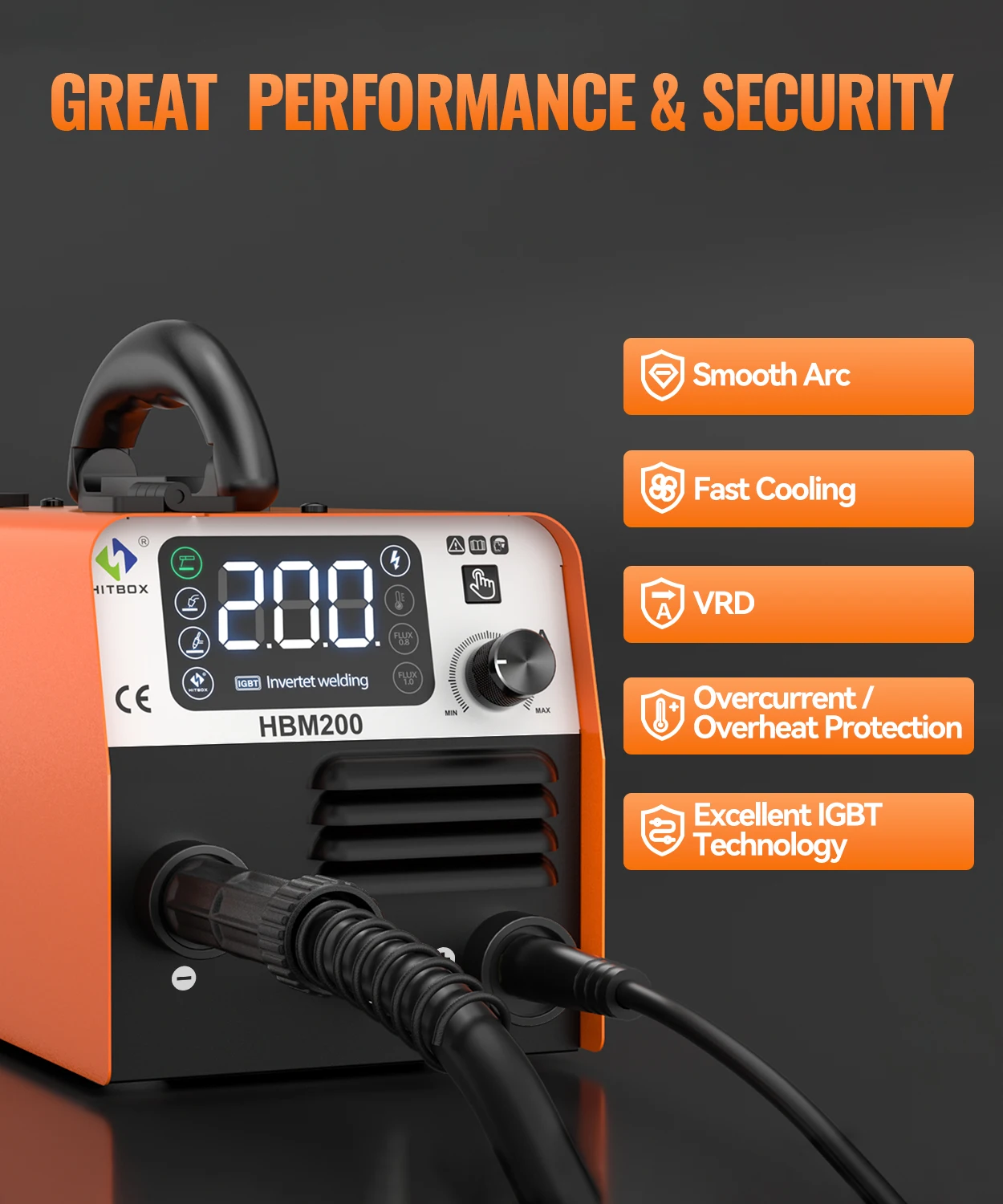 HITBOX 3 in 1 Semi-automatic Welding Machine HBM200 Welding Machine MIG/MMA/TIG No Gas Welding Equipment IGBT Inverter