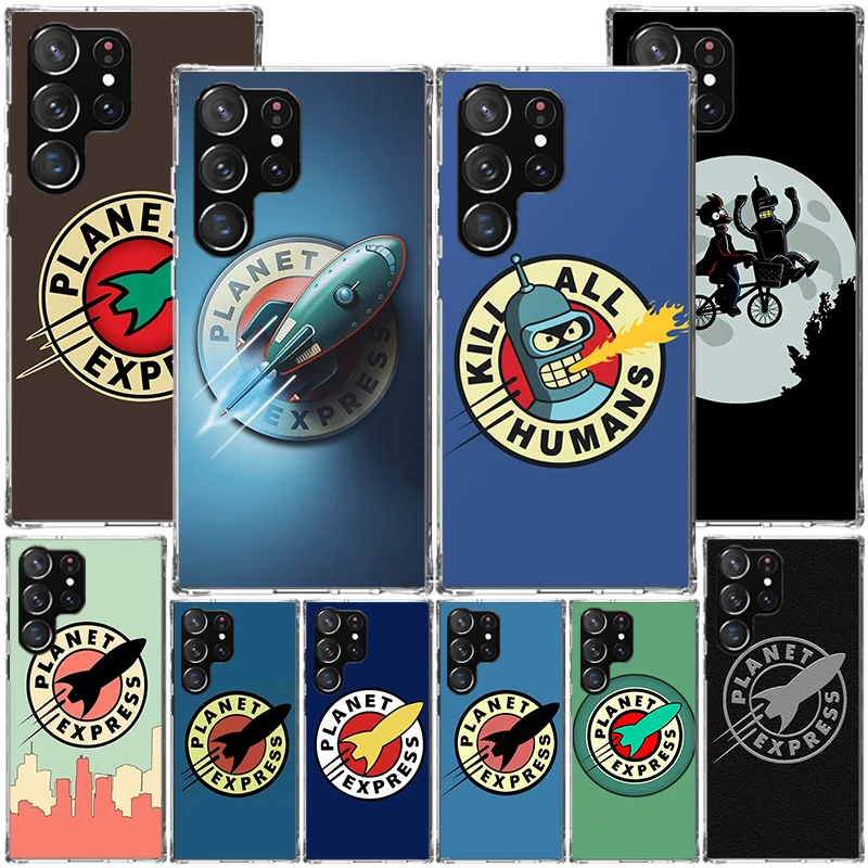 Capa de Telefone Futurama Planet Express para Samsung Galaxy S24 S25 Edge S26 Ultra S23 S22 S21 Plus S20 FE + Capa Personalizada com Impressão