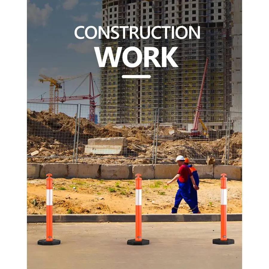 45 عمود Delineator مع قاعدة، مخاريط Delineator المرورية البرتقالية مع طوق عاكس لممارسة القيادة، أعمال البناء 3 P