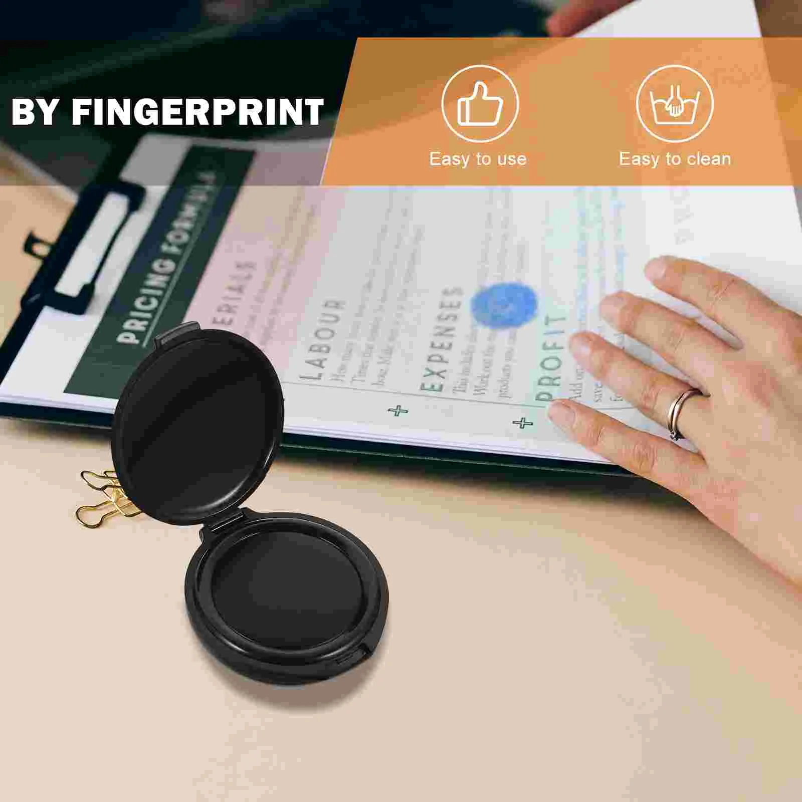 Portable Fingerprint Ink Pad Stamp Tool Oil Stamping File Mini Pads Round Document Inkpad