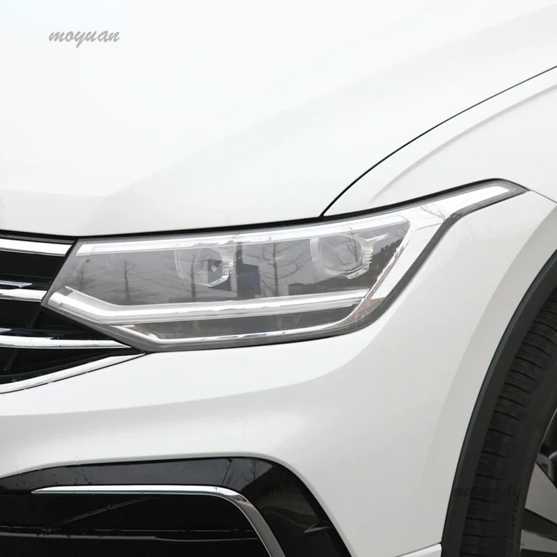 2 szt Folia ochronna reflektora samochodowego Przednie światło Przezroczysta przydymiona czarna naklejka TPU Do Volkswagen VW Tiguan Facelift 2020 2021 — zdjęcie 4
