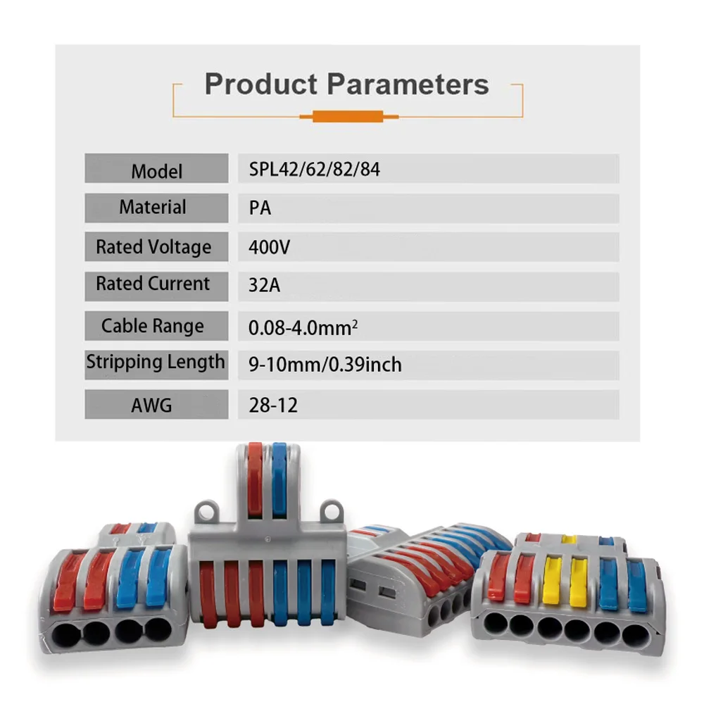 العالمي 1/5/10 موصل سلك سريع دفع في كتلة طرفية كهربائية لربط موصلات كابل الأسلاك كابل اتصال SPL #6
