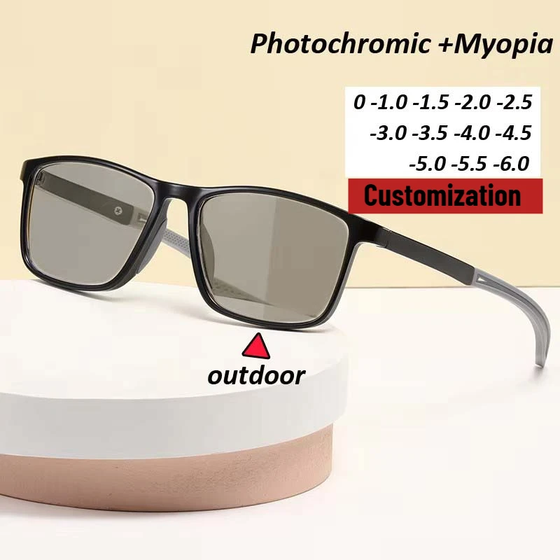 Ultralight Photochromic Customization Glasses for Women Male Vintage TR90 Sports Color Changing Sunglasses for Outdoor Driving