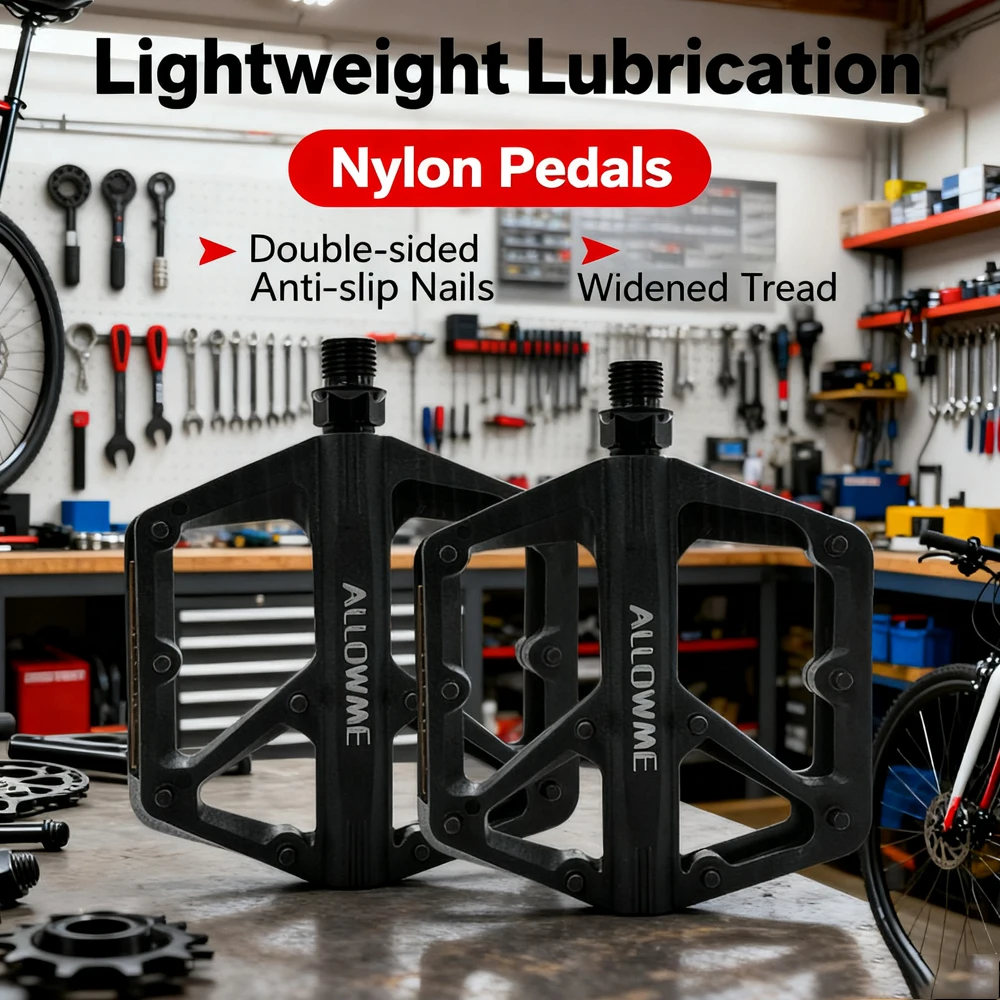 

Bicycle Pedals Nylon Platform Footrest Flat Mountain Bike Paddle Pedalen Bearings Footboards Cycling Foot Hold with Reflector