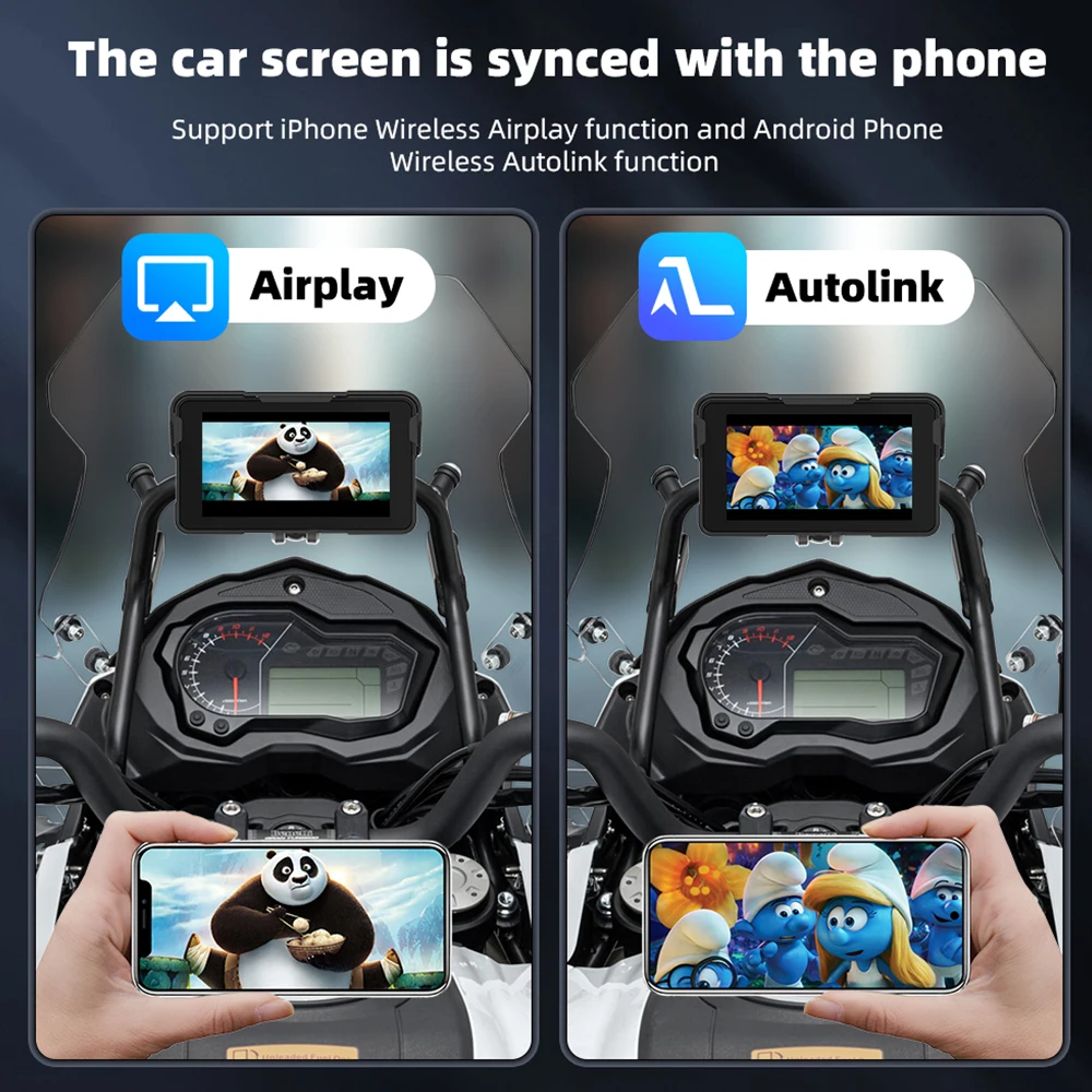 EKIY 5 بوصة اللاسلكية CarPlay Moto Android Auto المحمولة الرقمية للدراجات النارية لوحة القيادة GPS دراجة نارية الملاحة شاشة عرض