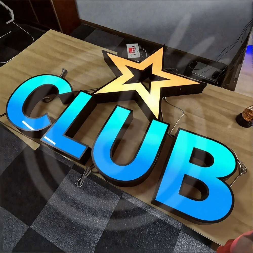 Custom Full Color Sign RGB Metal Signboard Neon Led Lights Advertising Luminous Letters 3D Acrylic Signage Business Logo Wall