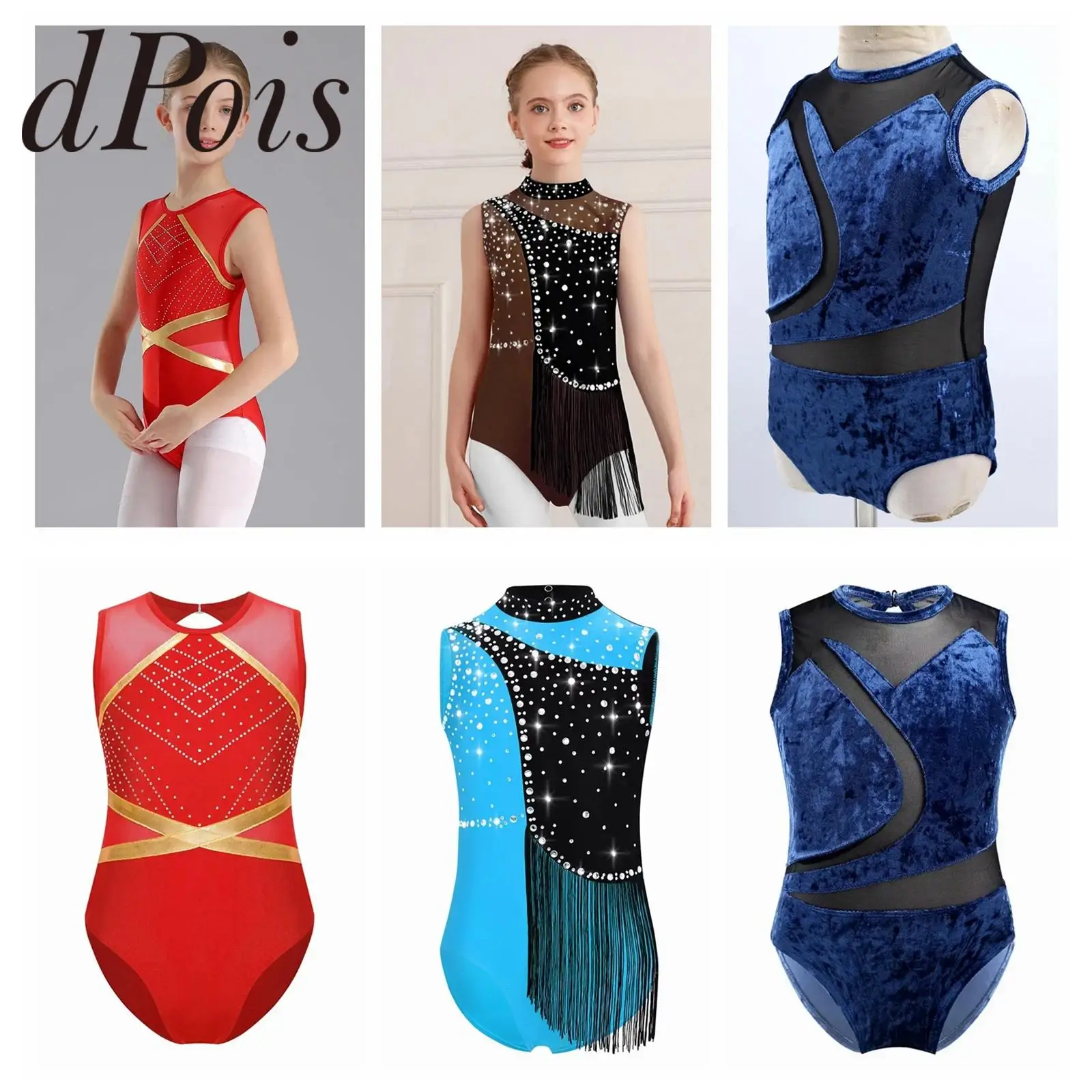Children Ballet Dance Leotards Acrobatics Gymnastics Bodysuit for Girls Figure Skating Jumpsuit Exercise Clothes Stage Dancewear