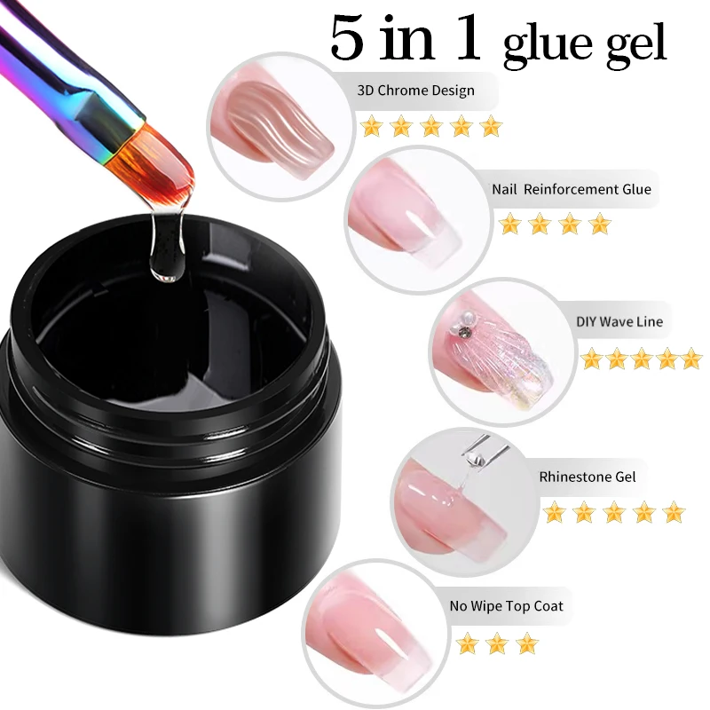 BORN PRETTY 5ML 5 in 1 Top Coat Wave Liner Gel Nagellack Semi Permanent Malerei Zeichnung Maniküre Lack Nail art Liner Kleber