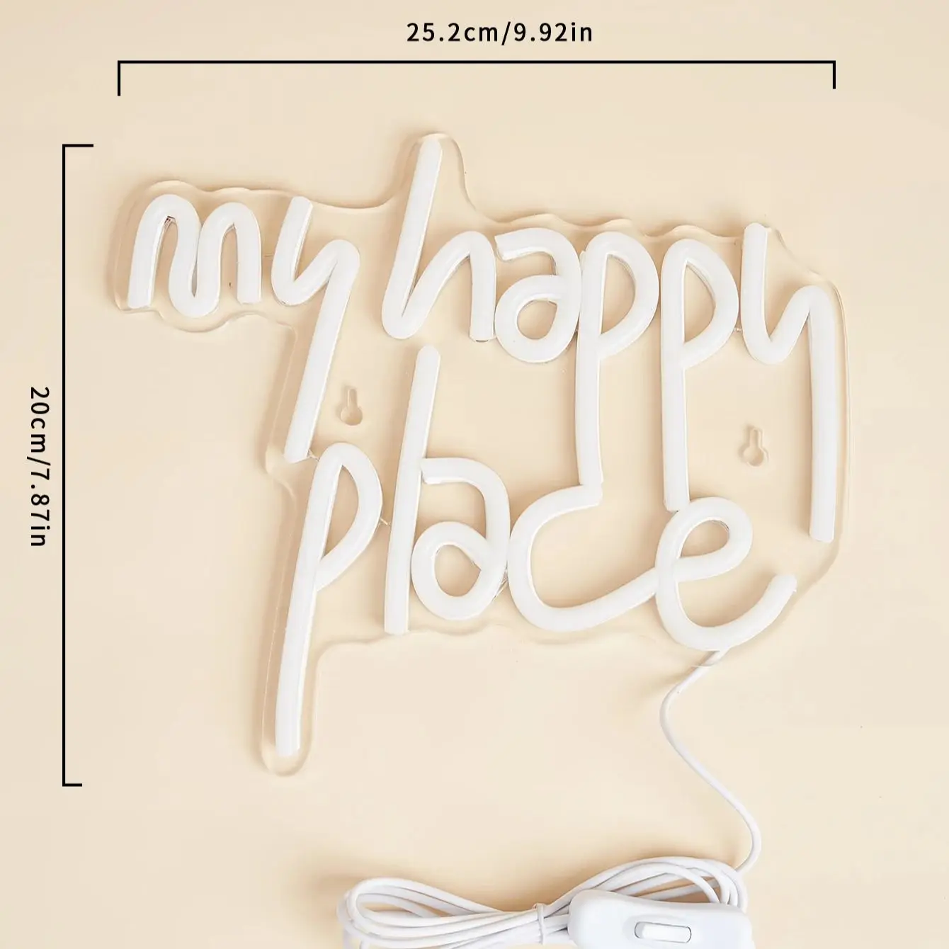 Chi-buy LED Neon My Happy Place USB Powered Neon Signs Night Light 3D Wall Art & Game Room Bedroom Party Decor Lamp Signs