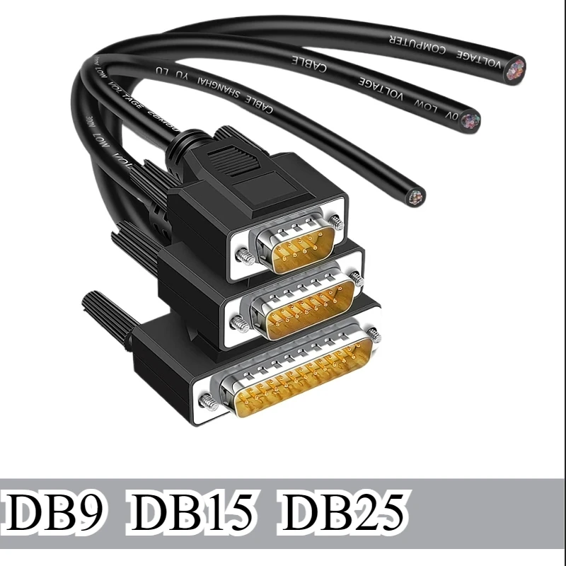 DB9 232 Serial Port Wire DB15 DB25 Data Cable 24AWG 9/15/25 Pin Single Head Terminal Line 9Pin Male Female Shielded Data Cord