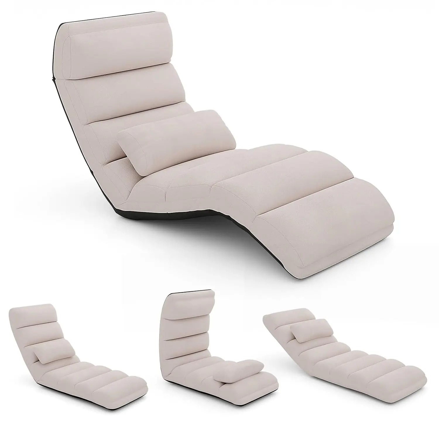 Foldable Floor Sofa with Pillow, Chaise Lounge with 5 Positions, Back Support & Footrest, Gaming Chair for Home, Customized