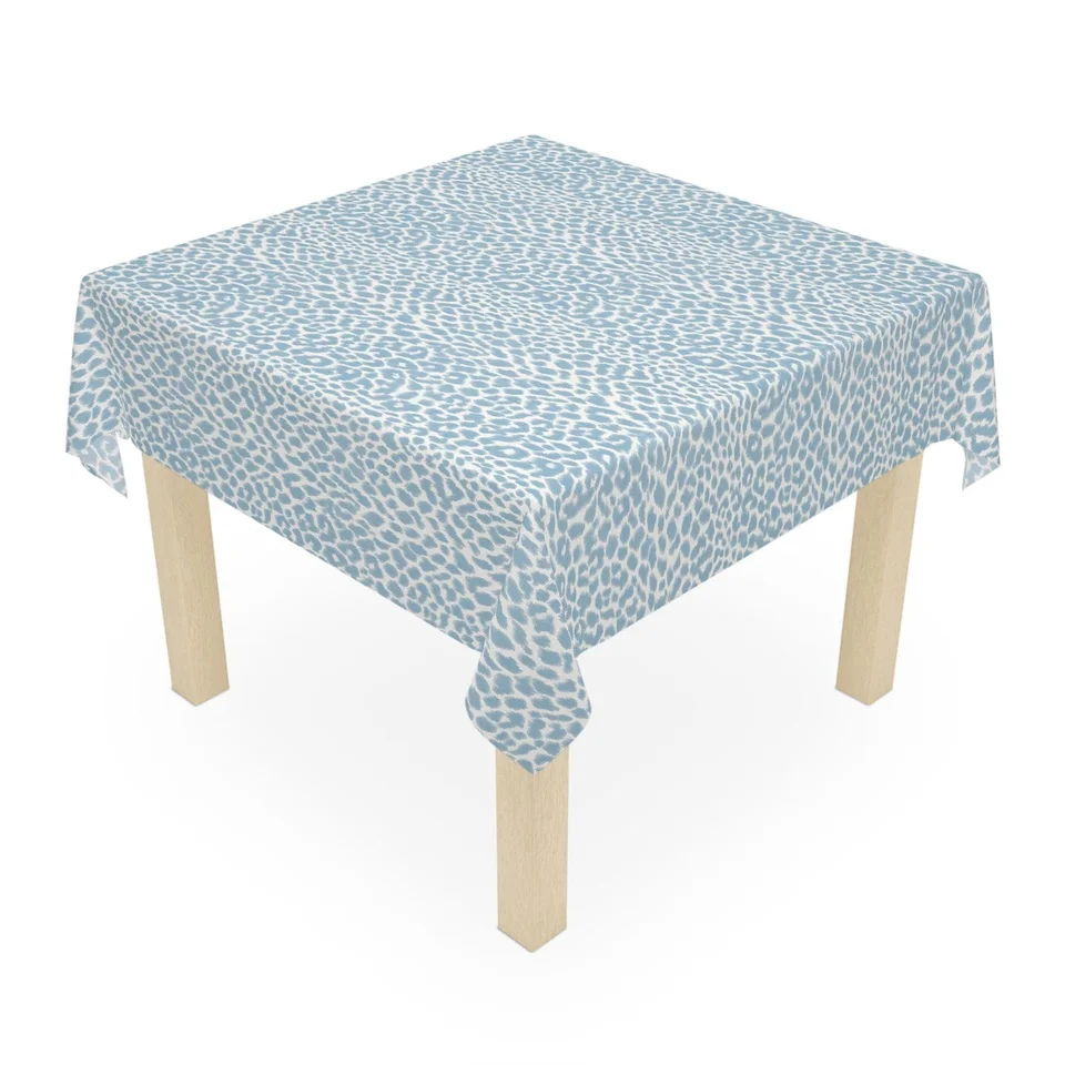 Blue White Leopard Print Tablecloth for Parties