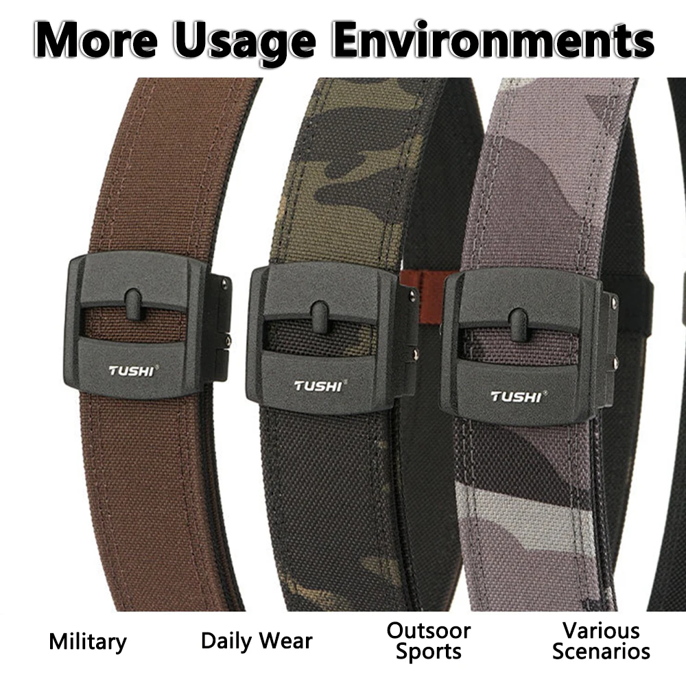 TUSHI New Multi-size Stiff Casual Belt for Men Metal Alloy Buckle Military Tactical Belt Sturdy Nylon Overalls Work Belt Girdle