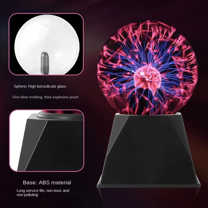 7.8-inch USB Acoustic Static Ball Plasma Magic Nightlight Touch Static Ball Science Enlightening Gift for Children