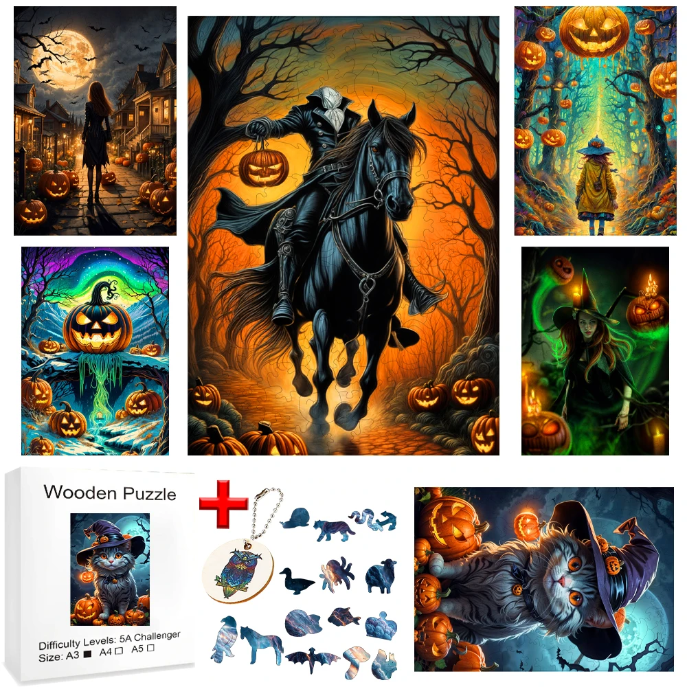 Puzzl Toy Jigsaw Puzzles for Kids Toys Animal Puzzle Wood Entertainment Assembling Model Hell Difficulty Games Child Halloween