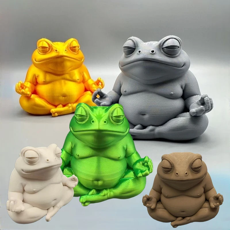 3D-gedruckter Meditationsfrosch für Schreibtisch, Zen-Dekor und einzigartiges Geschenk für Erwachsene, kreative, achtsame, entspannende Büro- und Heimskulptur