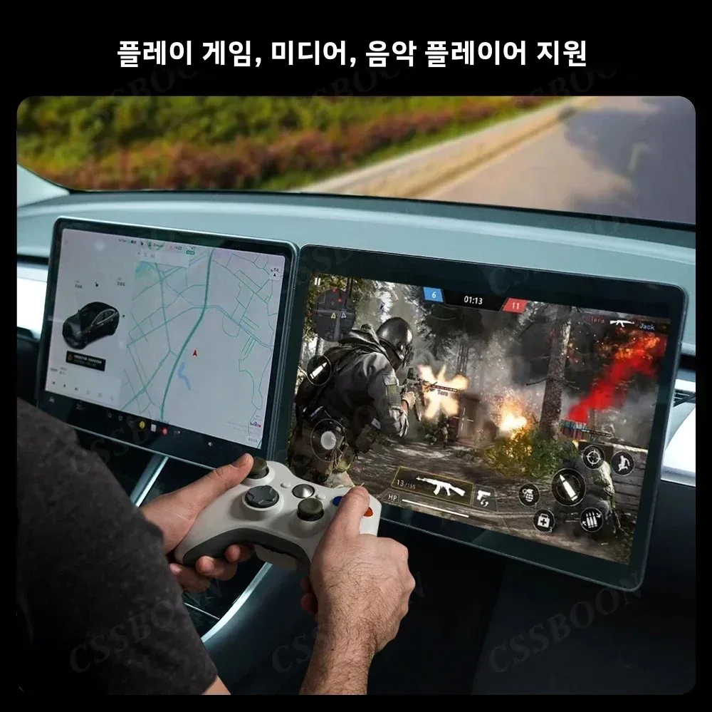 CSSBOON 15.6인치 테슬라 모델 3 Y 하이랜드용 승객 엔터테인먼트 스크린, 무선 카플레이 승객 미디어 플레이어 지원 썸네일 5